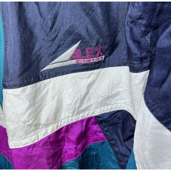 Alex Athletics Unisex Jacket Vintage Retro Windbreaker 90s Full Zip Size L - Picture 5 of 7
